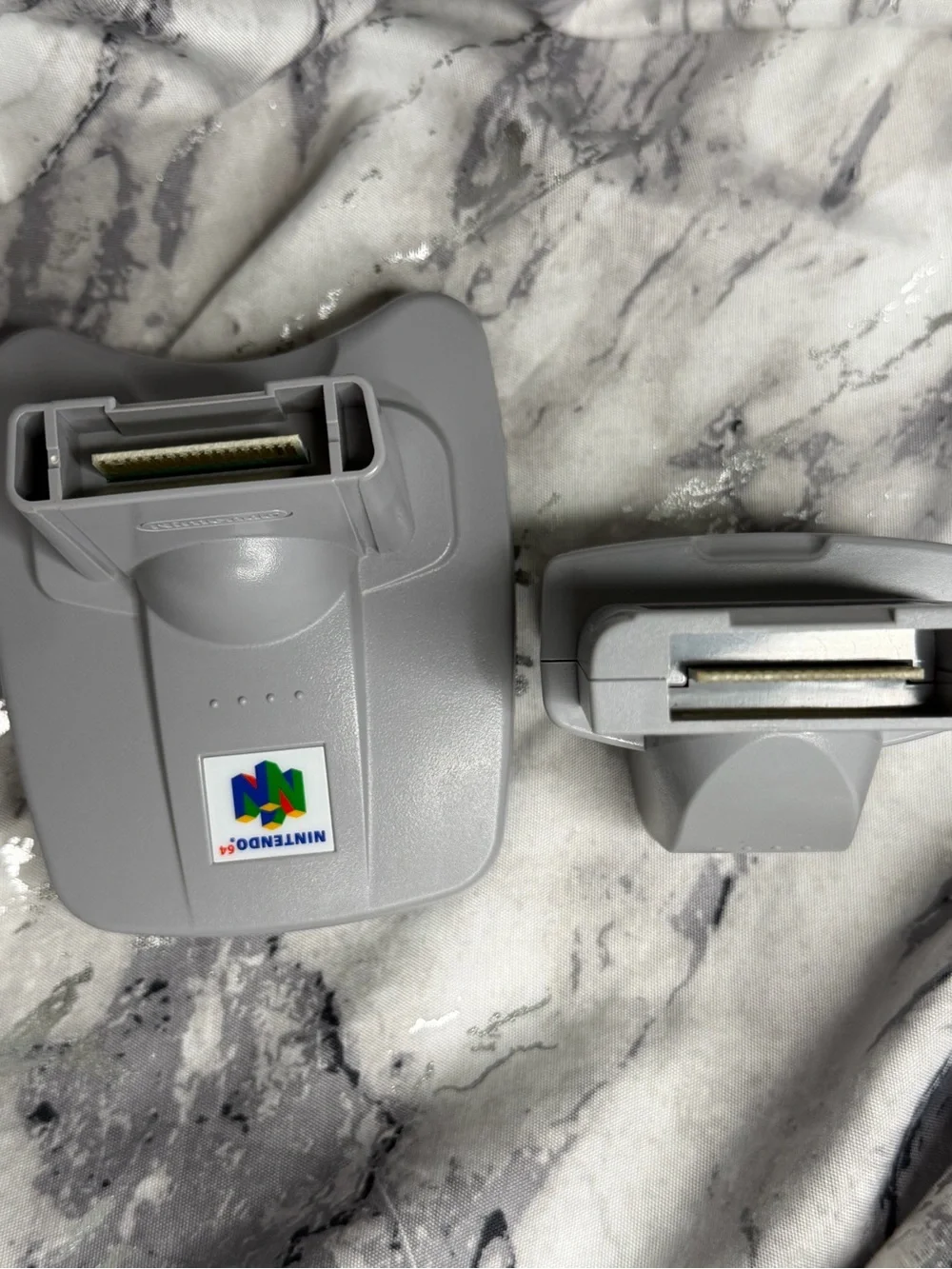 Nintendo Gray Transfer Pak and Controller Pak Pair with N64 Logo